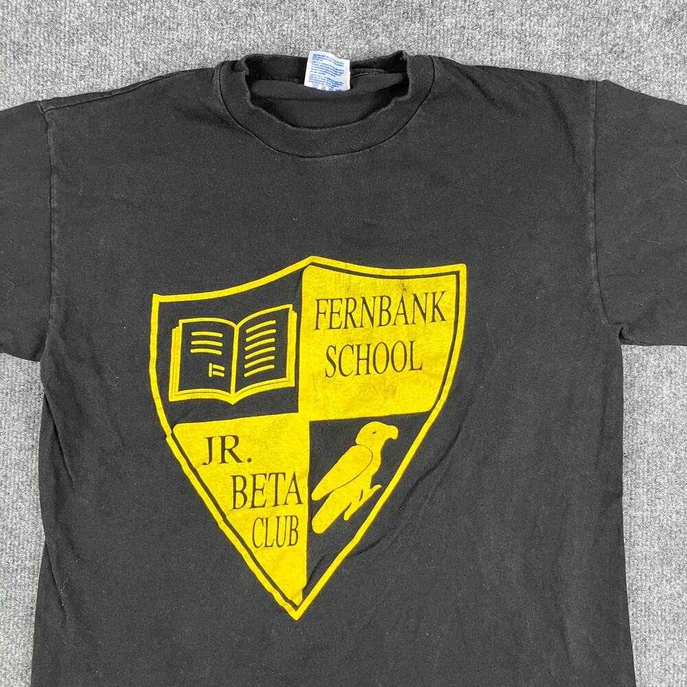 Hanes T-Shirt Mens Size M Black Fernbank School Jr Beta Club Graphic Heavyweight